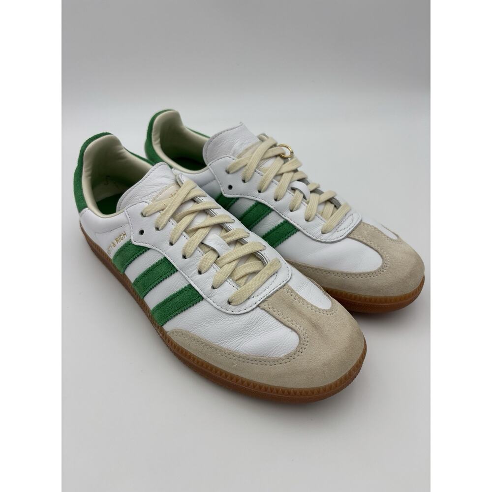 Adidas x Sporty & Rich Collab Sambas Sneakers White Green Leather Womens Size 8 - Picture 6 of 16